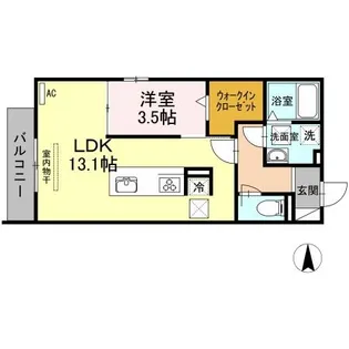 プラティーク安良田【1階】の間取り
