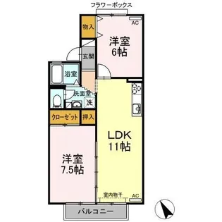 セジュール芝 D棟【1階】の間取り