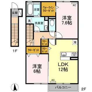 DーROOM堀江【2階】の間取り