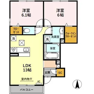 サニーコートひばりがおか【1階】の間取り