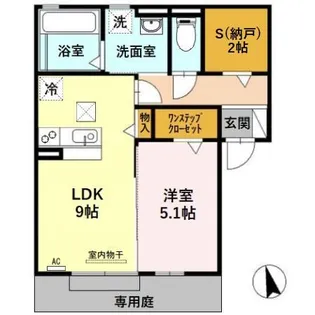 アッパルタメント ディ ソーレ B【1階】の間取り