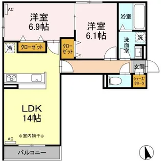 DーROOM茜部本郷Ⅱ【3階】の間取り