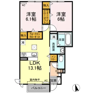 ルーチェ ソラーレ A棟【1階】の間取り