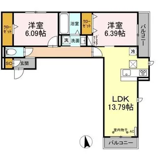 DーROOM茜部本郷【1階】の間取り