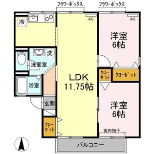 サンビューラ仙道 A棟【2階】の間取り
