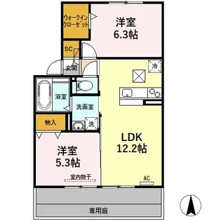 ブランシェ大溝 B【106号室】の間取り