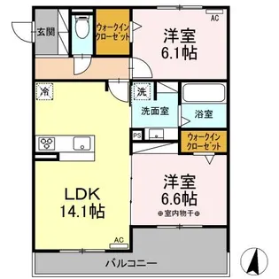ハイコートサウザンスK【201号室】の間取り