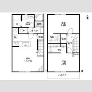 リーブルファイン曲利Ⅱ【1階】の間取り
