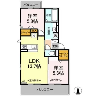 ハピネス田神駅前【2階】の間取り