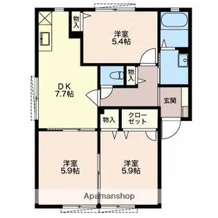 メノマーレB【102号室】の間取り