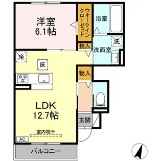シャトーアサヒVII【1階】の間取り