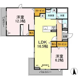 DーROOM梅河町【3階】の間取り