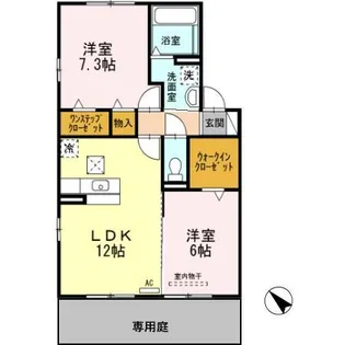 カサベルテ岩田【1階】の間取り