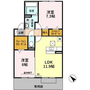 カサベルテ岩田【1階】の間取り