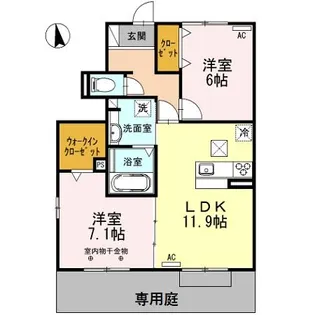 CLAIR日野東(クレールヒノヒガシ)【1階】の間取り