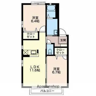 グリーンフィールド B【2階】の間取り