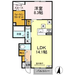 DーROOM FOURTH A棟【1階】の間取り
