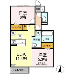 DーROOM FOURTH B棟【1階】の間取り