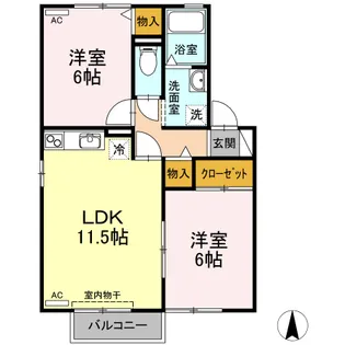 セジュールミキ A棟【2階】の間取り