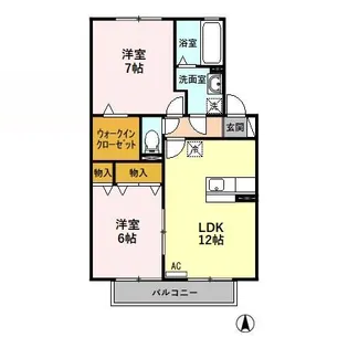 THREE WOODS Y&F A【2階】の間取り