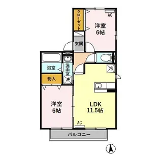 セジュールカルフール B【2階】の間取り