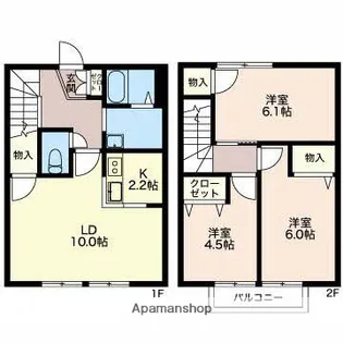 メロディー B【102号室】の間取り