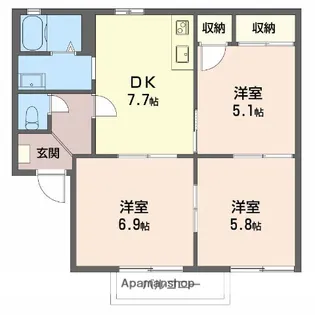 スリーゼ B【1階】の間取り