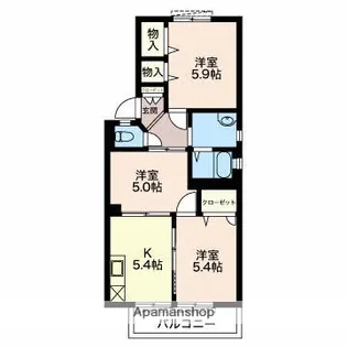 ファミールアサノ B【2階】の間取り