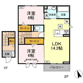 DーROOM ZEN レーブ【2階】の間取り