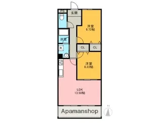 ハイツ南【7階】の間取り