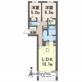アヴェニール雄飛ヶ丘【1階】の間取り