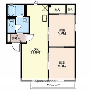 ボナールハイツC【1階】の間取り