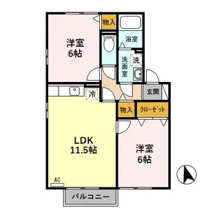 カトルセゾン B【2階】の間取り