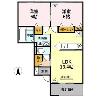 セジュール・ラ・ルーチェ A棟【102号室】の間取り