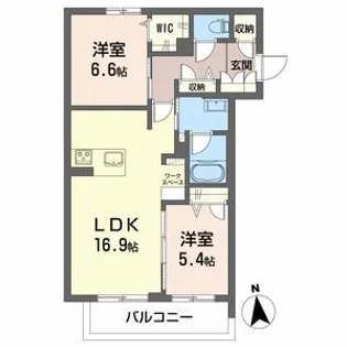 シャーメゾン蘇原新栄【2階】の間取り