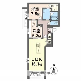 シャーメゾンリアンⅡ【2階】の間取り