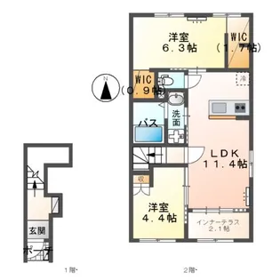 CENTRAL GARDEN Ⅱ【205号室】の間取り