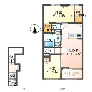 CENTRAL GARDEN Ⅱ【202号室】の間取り