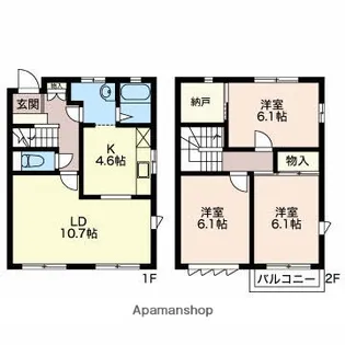 テラスミナミナガレ公園【A2号室】の間取り