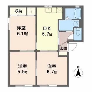 ラ・ヴィラージュ A【A102号室】の間取り