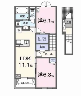 サンデヴォーテⅡ【2階】の間取り