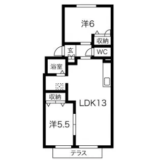 ファミーユ高桑B【1階】の間取り