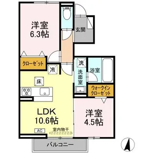 モンシャトー岐南II【1階】の間取り