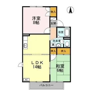 サンビューラ仙道 B棟【1階】の間取り