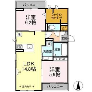 ローザセレスト I【I202号室】の間取り