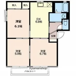 フレグランスⅢ【A202号室】の間取り