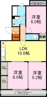 ガーデンパレスカネブン【A202号室】の間取り