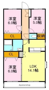 えびすガーデン【A201号室】の間取り