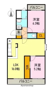 コーポラス東【205号室】の間取り