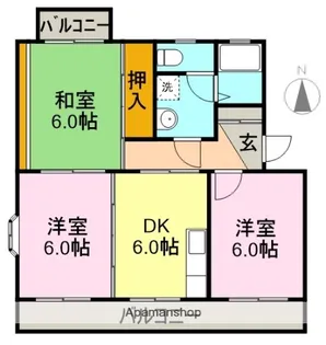 サザンウインド北園【305号室】の間取り